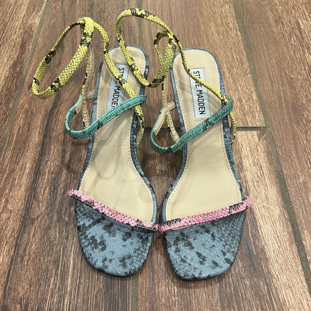 Steve Madden Snake Print Heeled Sandals